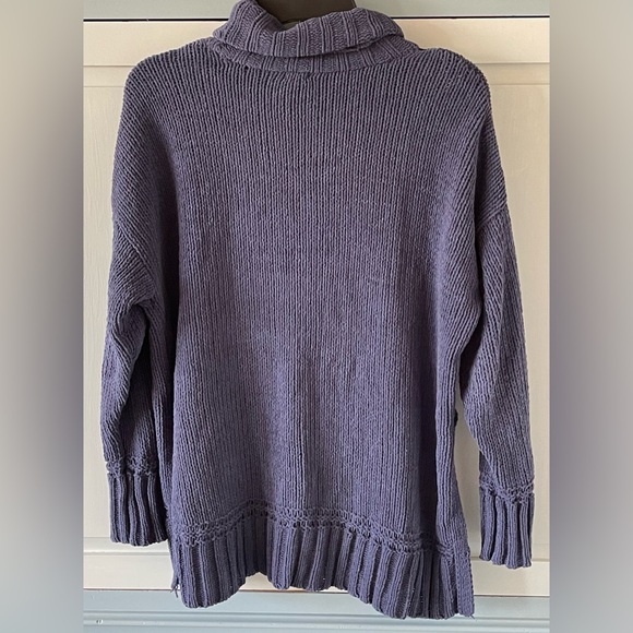 Aerie Slate Blue Cowl Neck Sweater Long Sleeved Size XS Oversized EUC 22” PTP - Picture 2 of 4